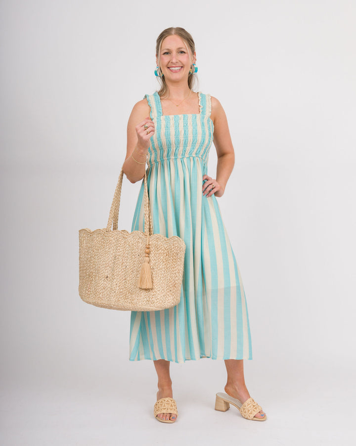 Nalani Striped Midi Dress - Light Blue