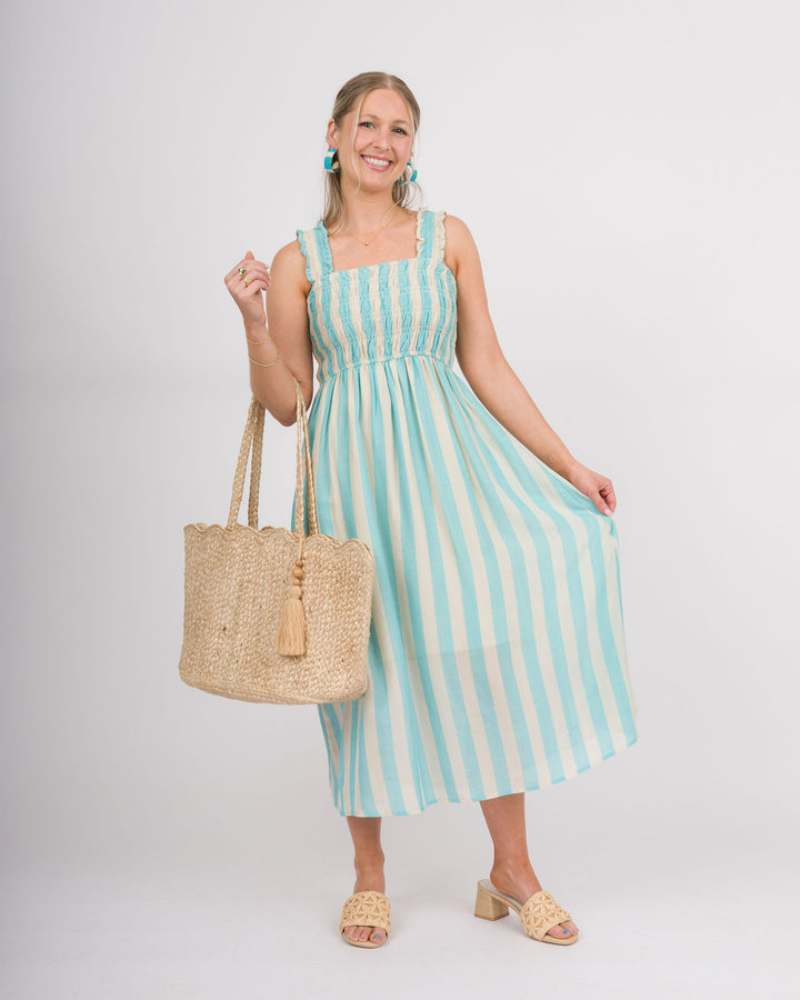Nalani Striped Midi Dress - Light Blue
