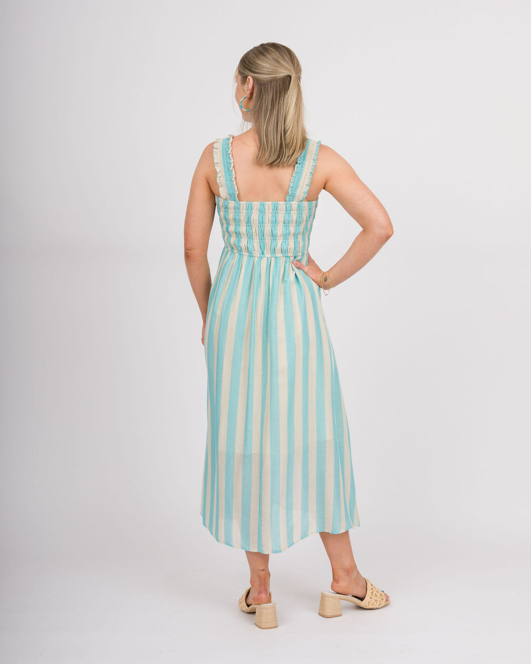 Nalani Striped Midi Dress - Light Blue