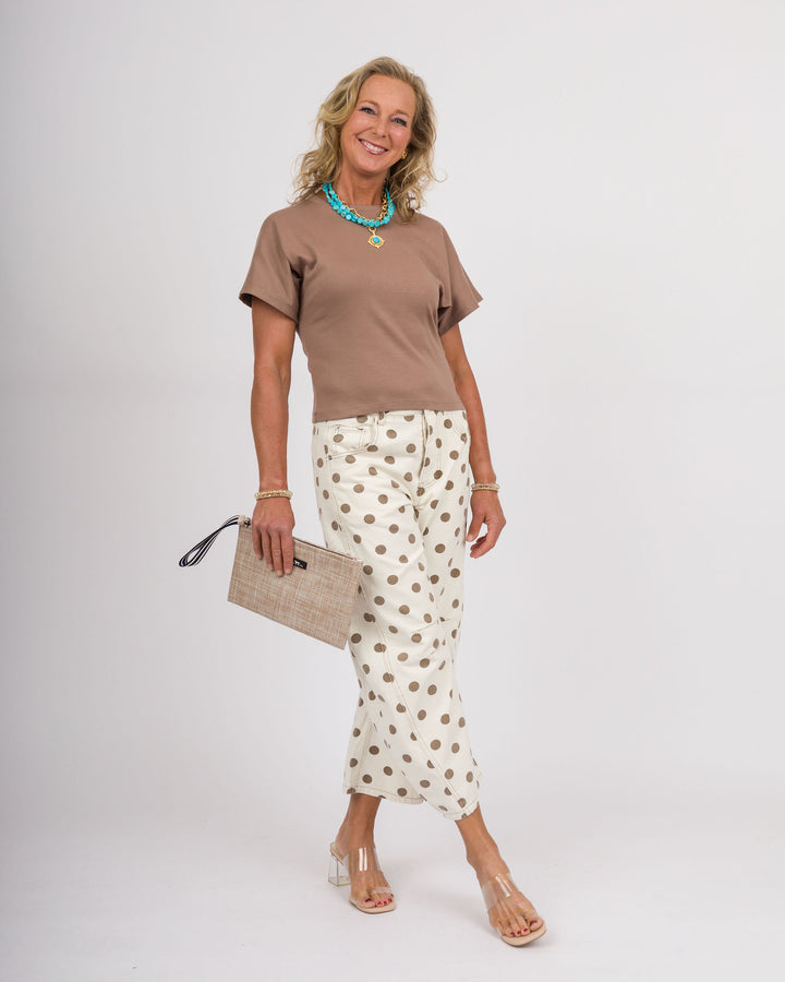Oriana Oatmeal Polka Dot Pants