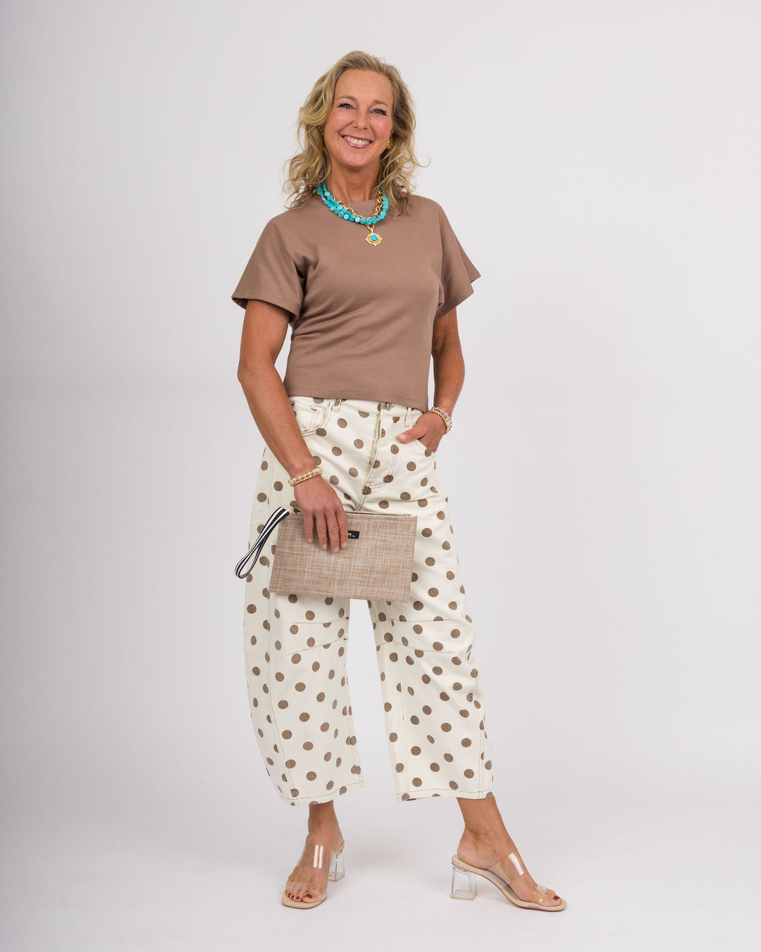 Oriana Oatmeal Polka Dot Pants