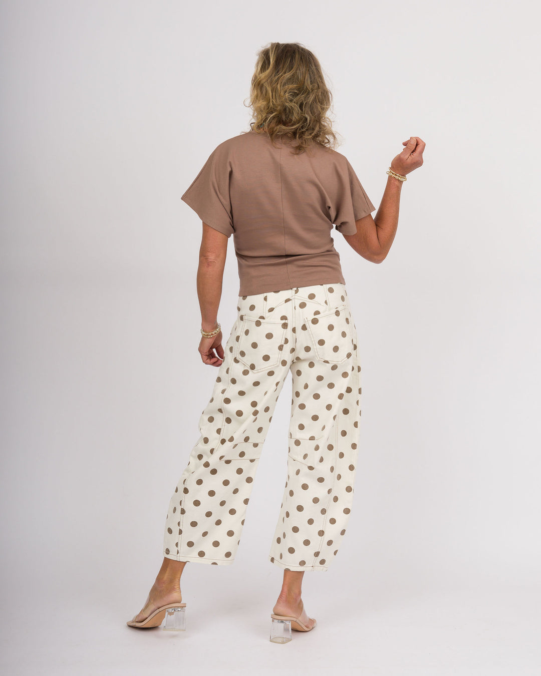 Oriana Oatmeal Polka Dot Pants