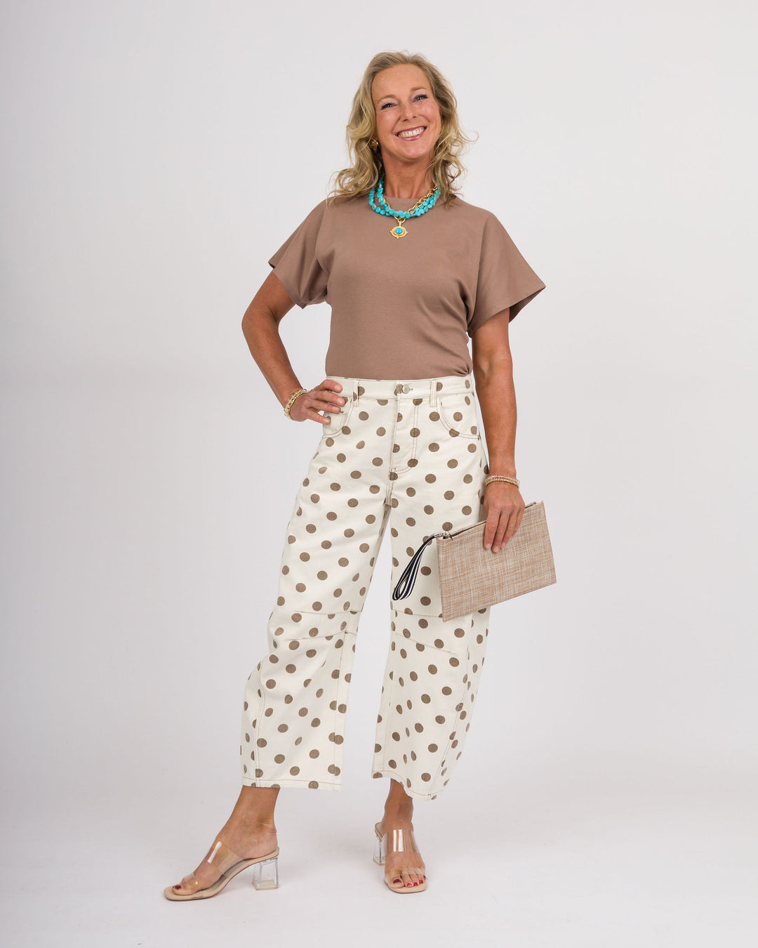 Oriana Oatmeal Polka Dot Pants