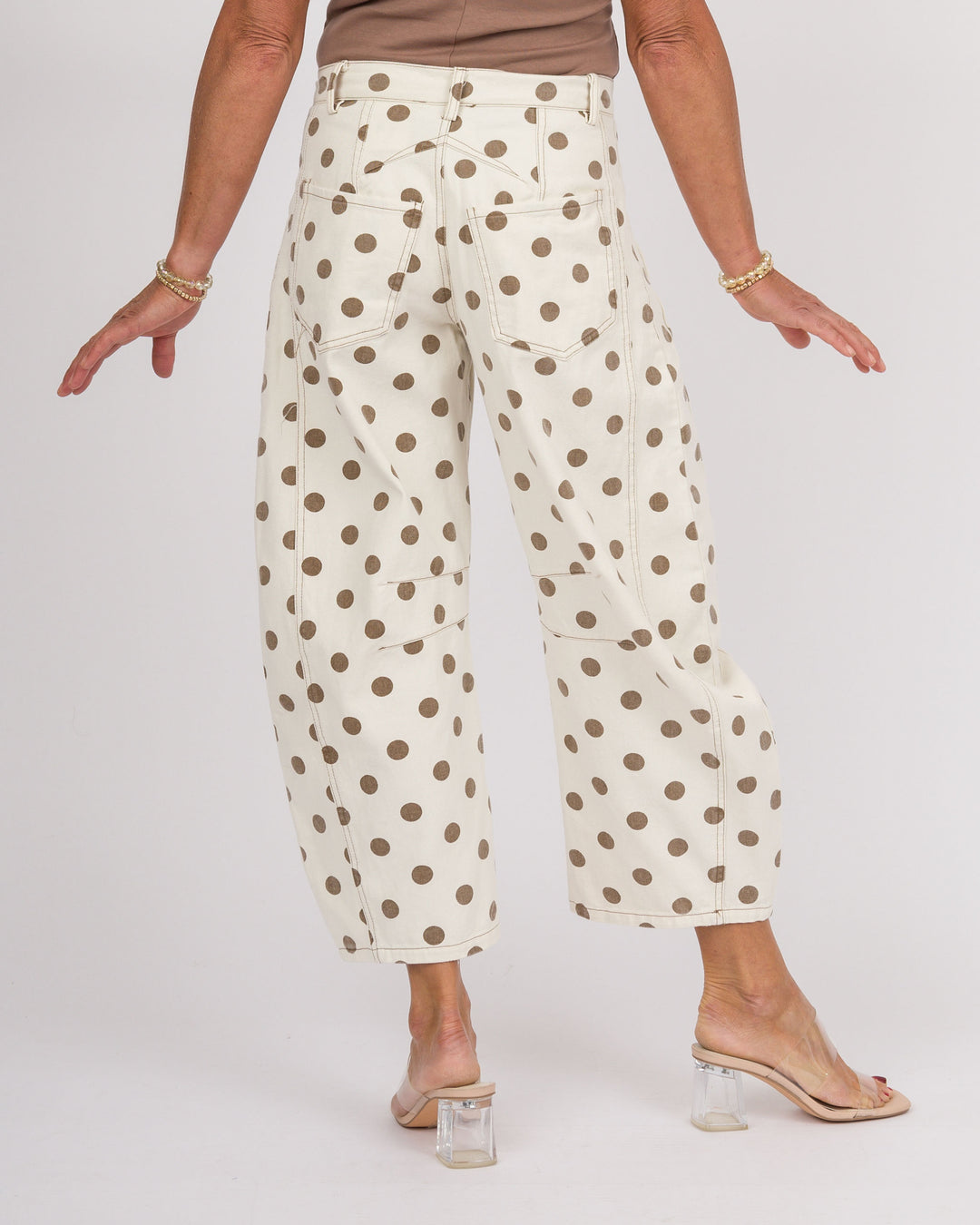 Oriana Oatmeal Polka Dot Pants