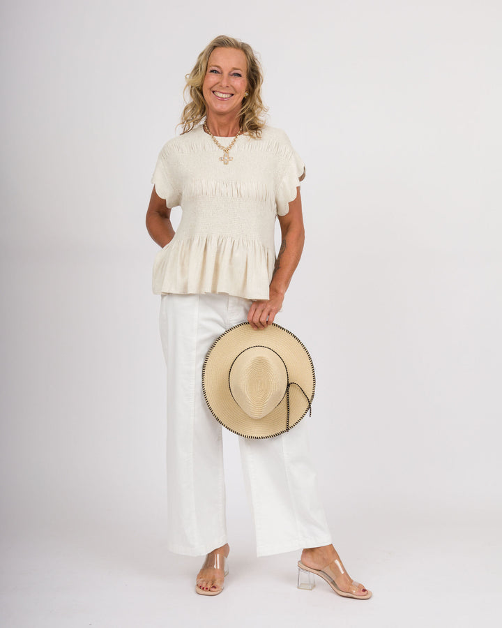 Peplum Top - Oatmeal