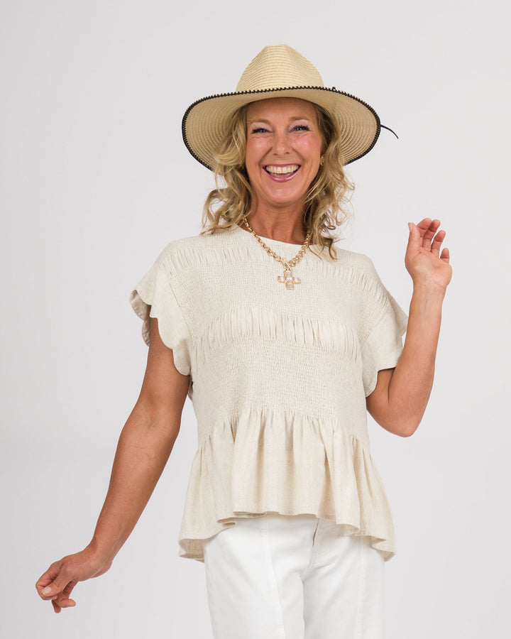 Peplum Top - Oatmeal