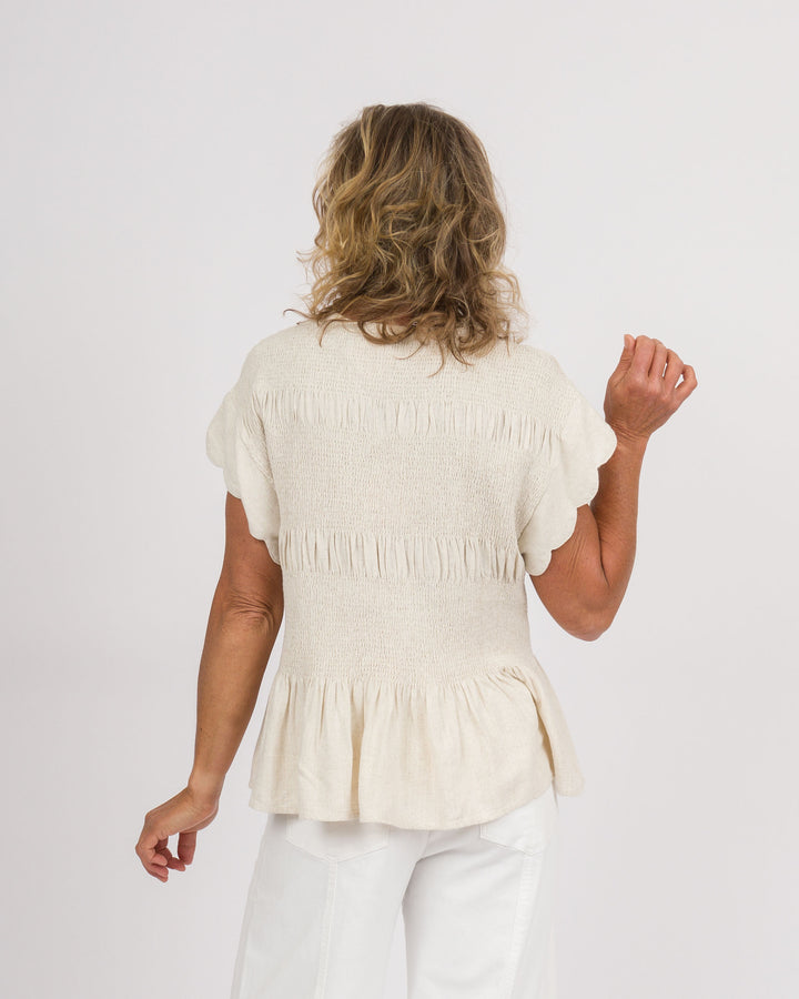 Peplum Top - Oatmeal