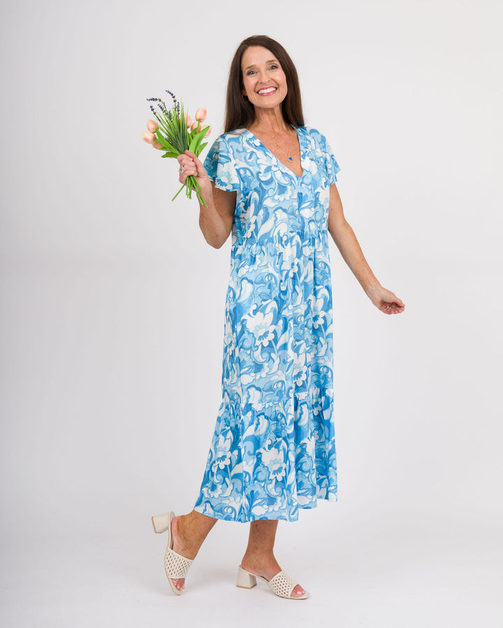 la mer luxe  Brooke Midi Dress - Blue Summer Tropic