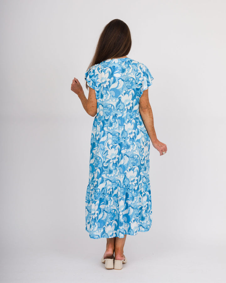 la mer luxe  Brooke Midi Dress - Blue Summer Tropic