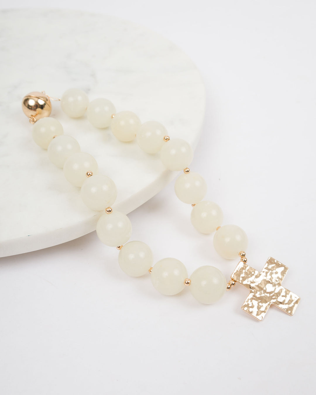 20mm Resin Ball with Cross - Off White