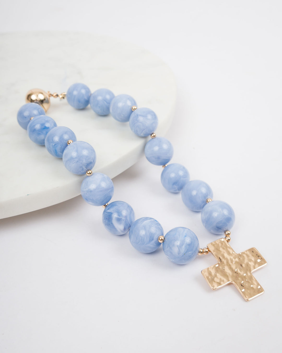 20mm Resin Ball with Cross - Light Blue