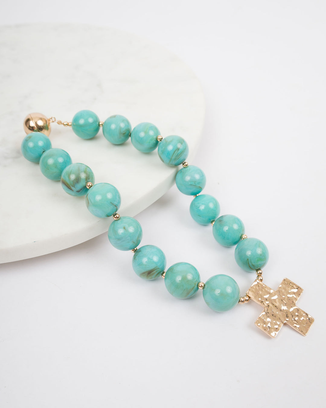 20mm Resin Ball with Cross - Turquoise