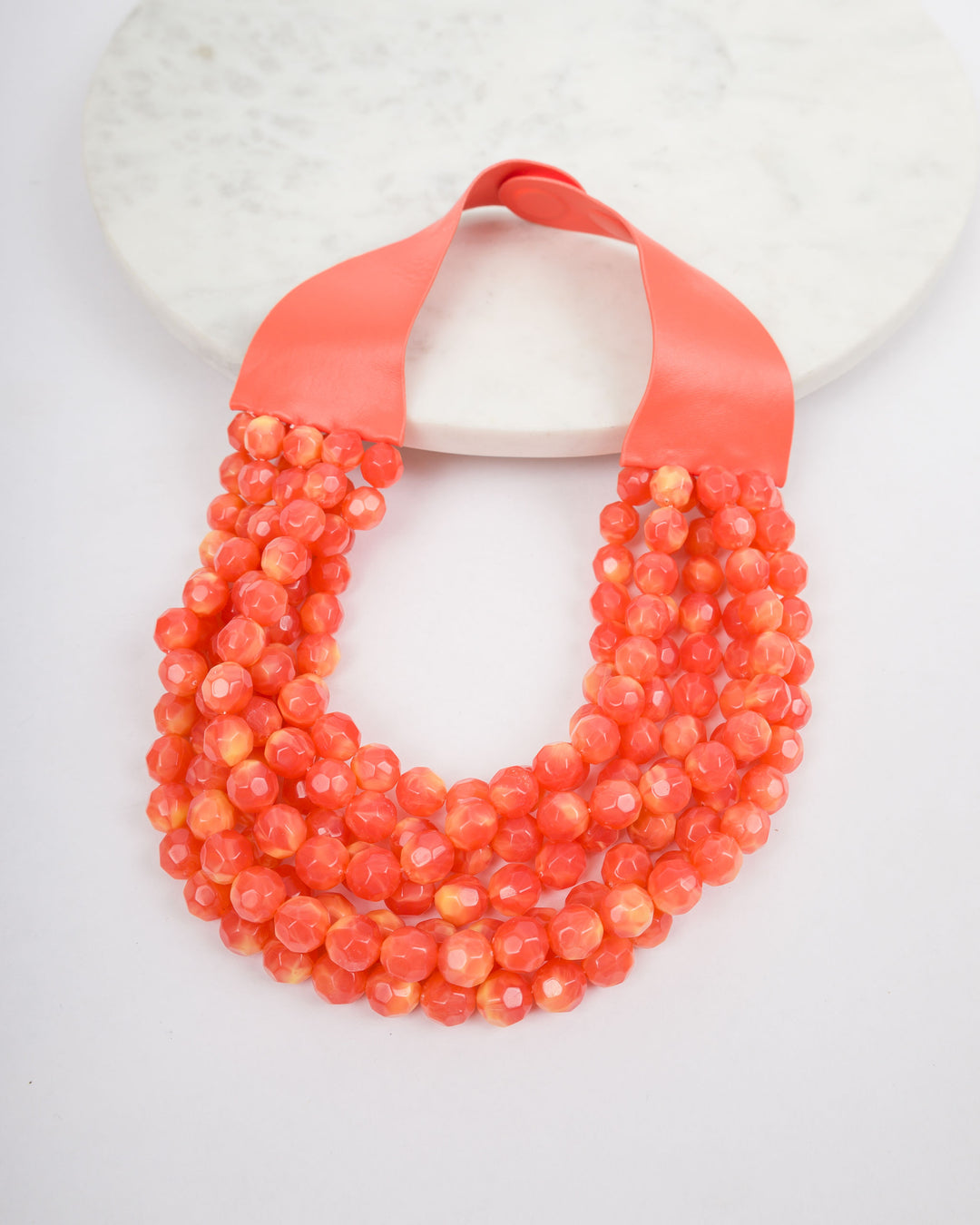 Faceted Marble Necklace - Coral