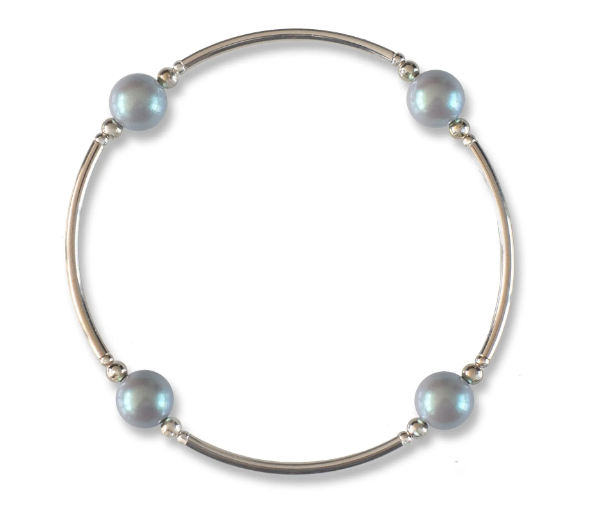 Blessing Bracelet -  Silver with Shimmer Gray Pearls