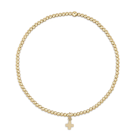 enewton Classic Gold 2mm Bead Bracelet Small Cross Charm