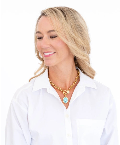 Susan Shaw Caroline Toggle Necklace - Turquoise