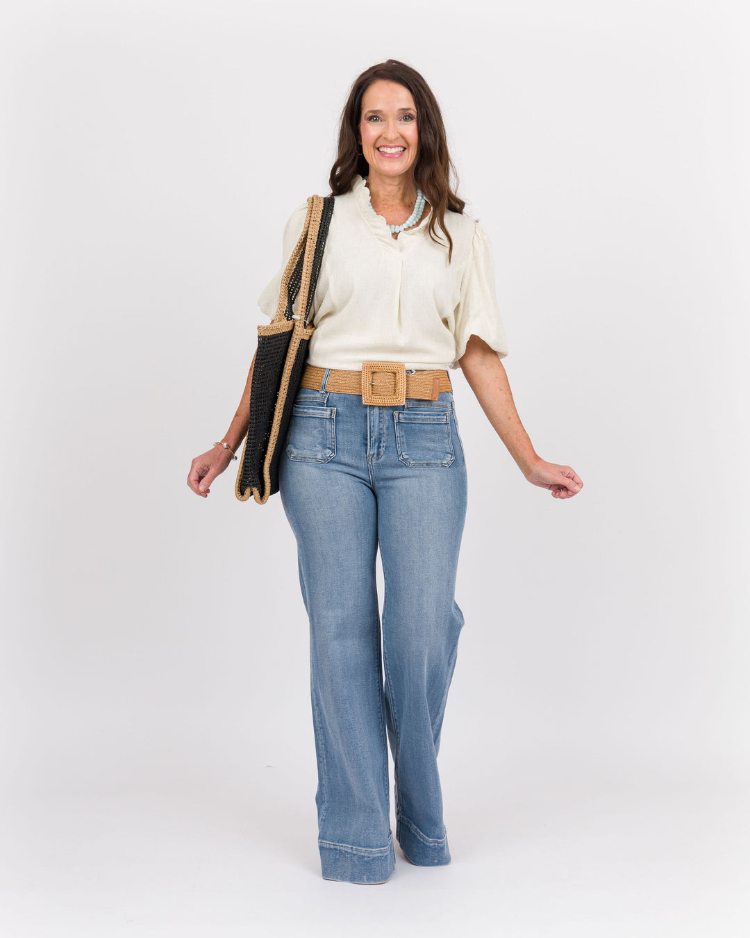 Linen Scallop Top - Oatmeal