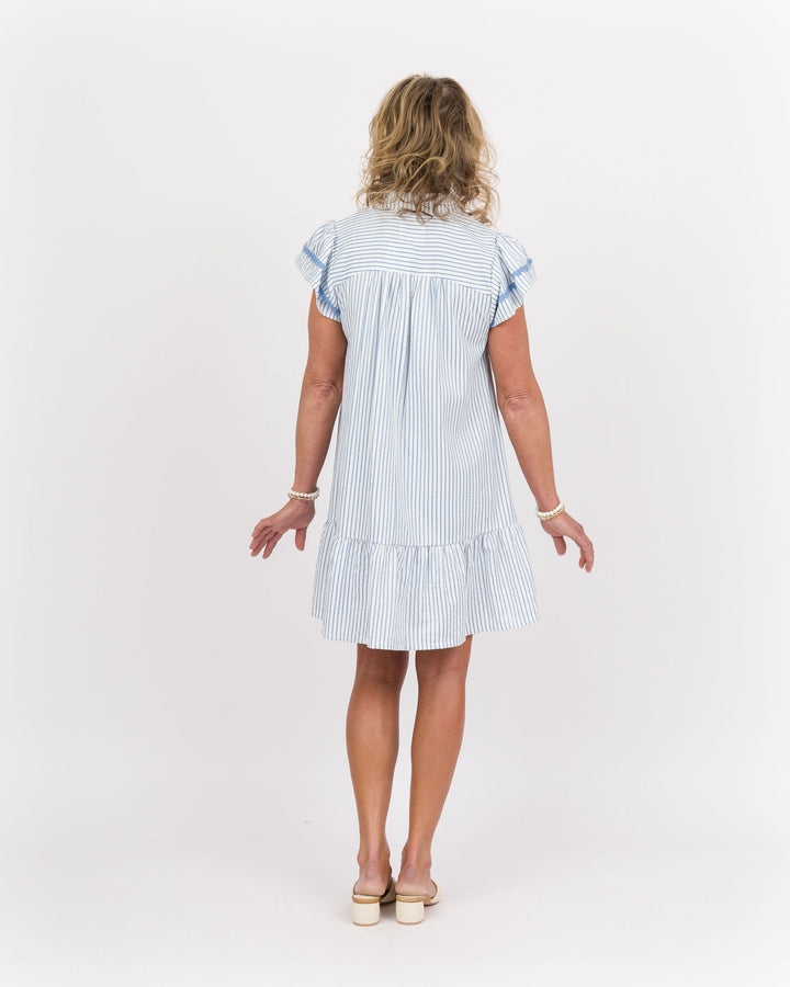Roma Striped Tunic Dress - Sky Blue