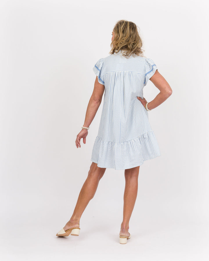Roma Striped Tunic Dress - Sky Blue