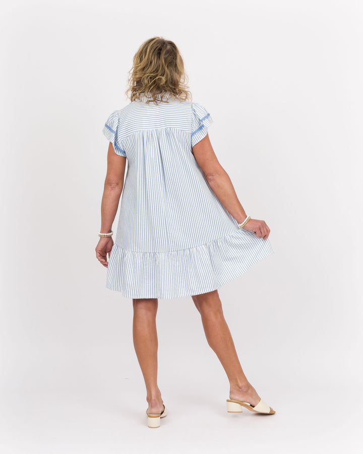 Roma Striped Tunic Dress - Sky Blue