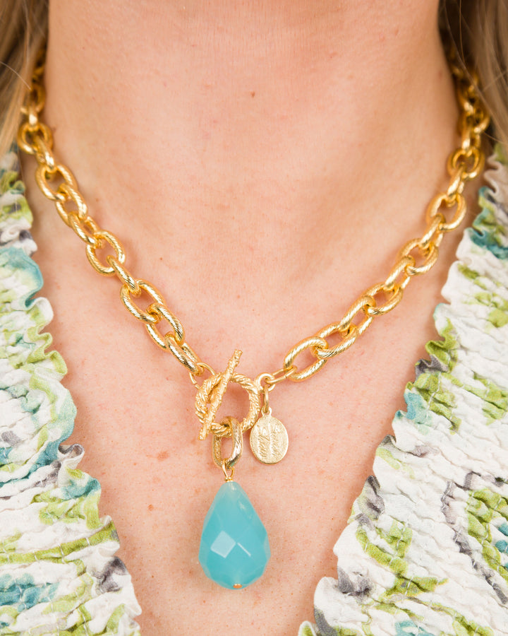 Susan Shaw Gigi Aqua Quartz Toggle Necklace
