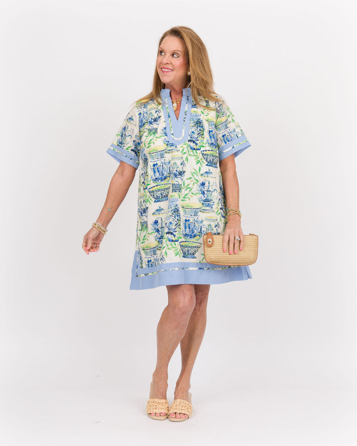 Chinoiserie Mini Dress - Blue Mix