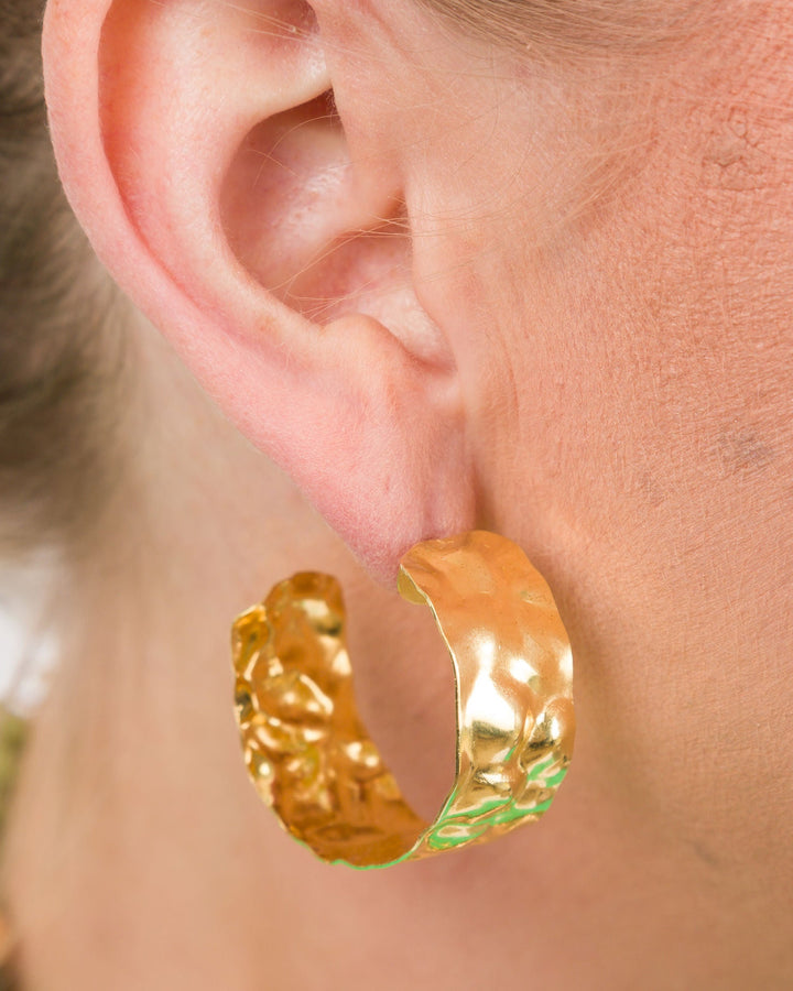 Creative Brazil Hammered Metal Hoop Earrings