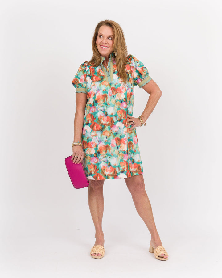 Myla Floral Dress - Mint