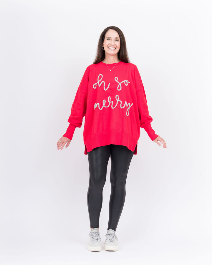 Mud Pie Holiday Sparkle Sweater - Red