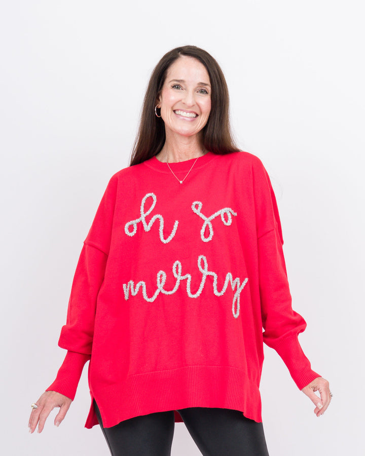 Mud Pie Holiday Sparkle Sweater - Red