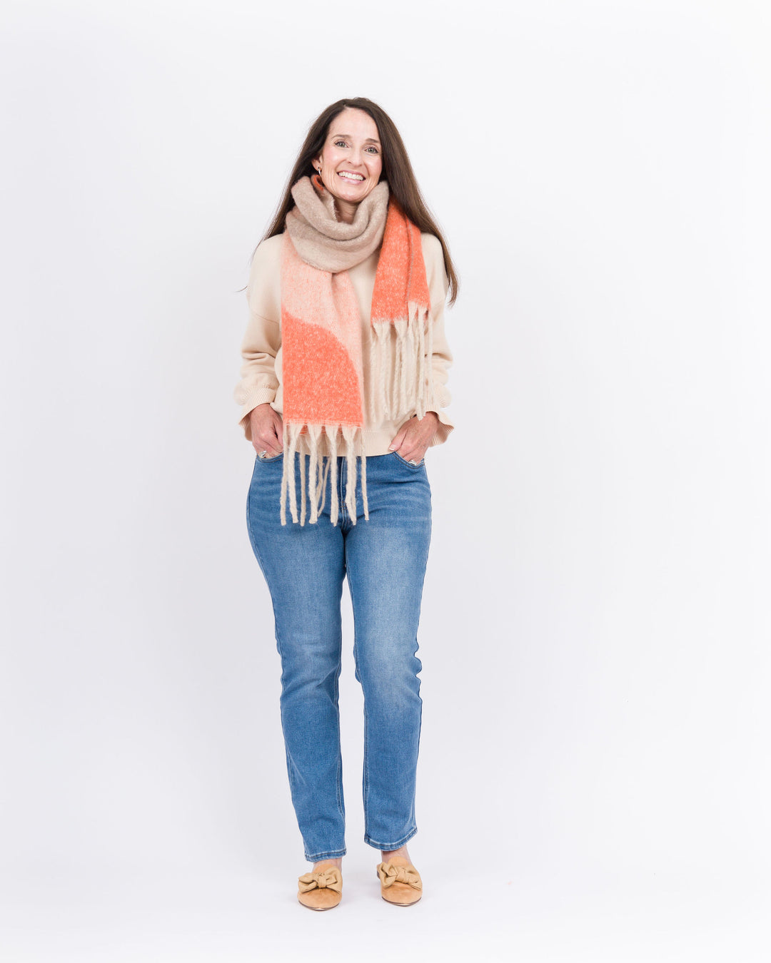 Knitted Scarf-Beige