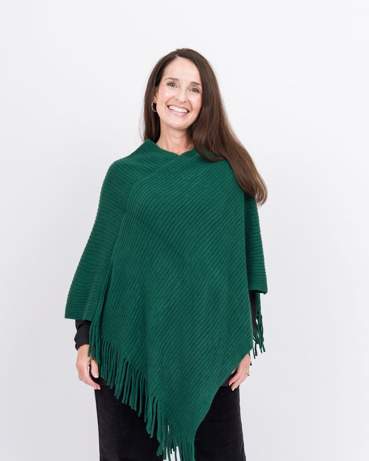 Knitted Poncho- Forest Green