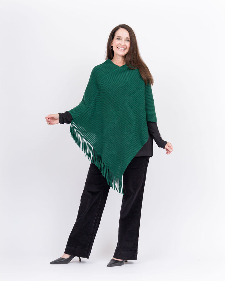 Knitted Poncho- Forest Green