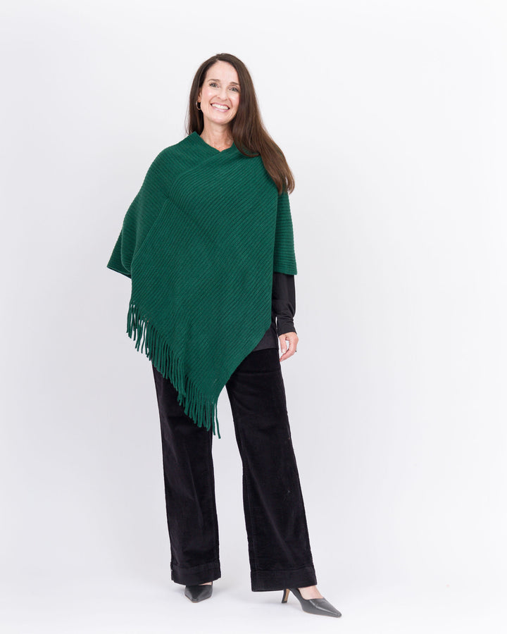 Knitted Poncho- Forest Green