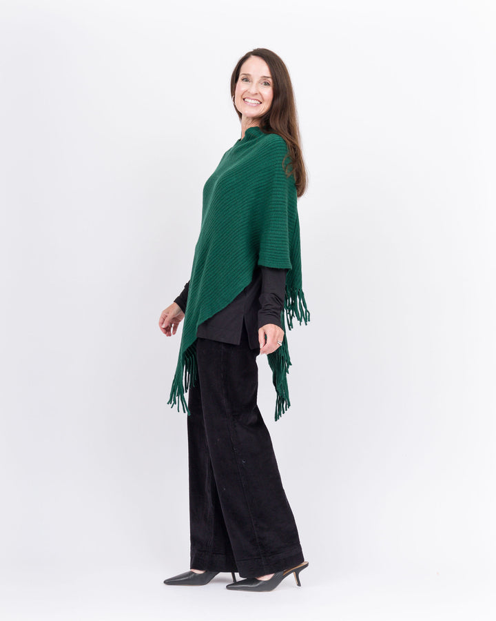 Knitted Poncho- Forest Green