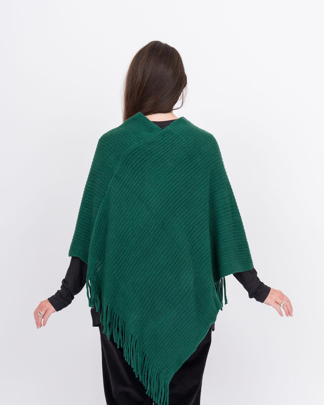 Knitted Poncho- Forest Green