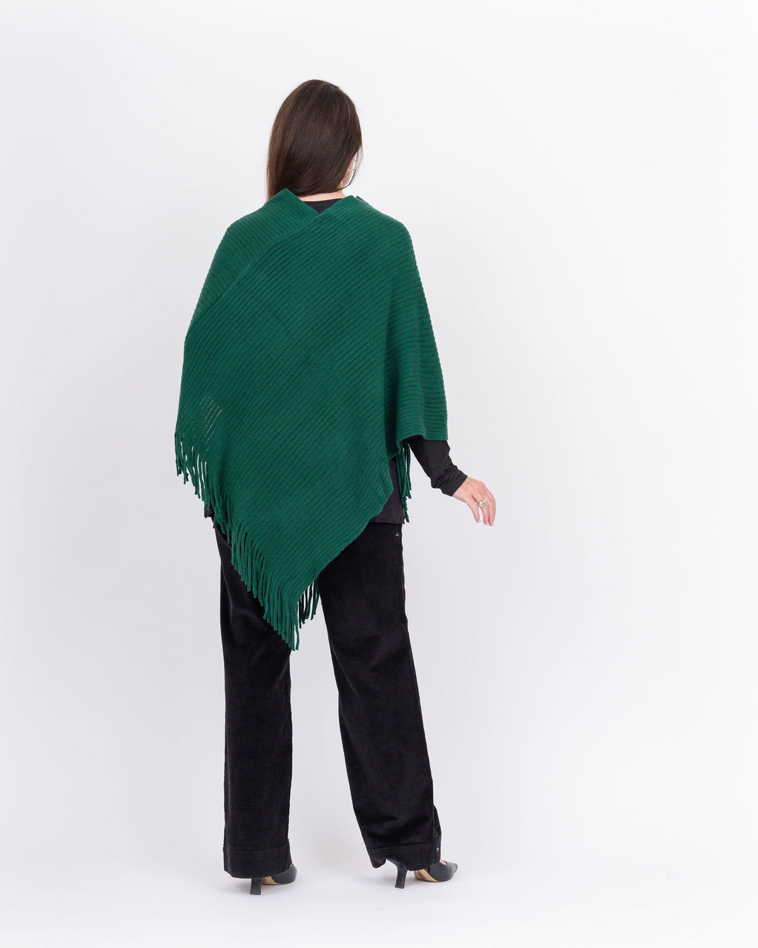 Knitted Poncho- Forest Green