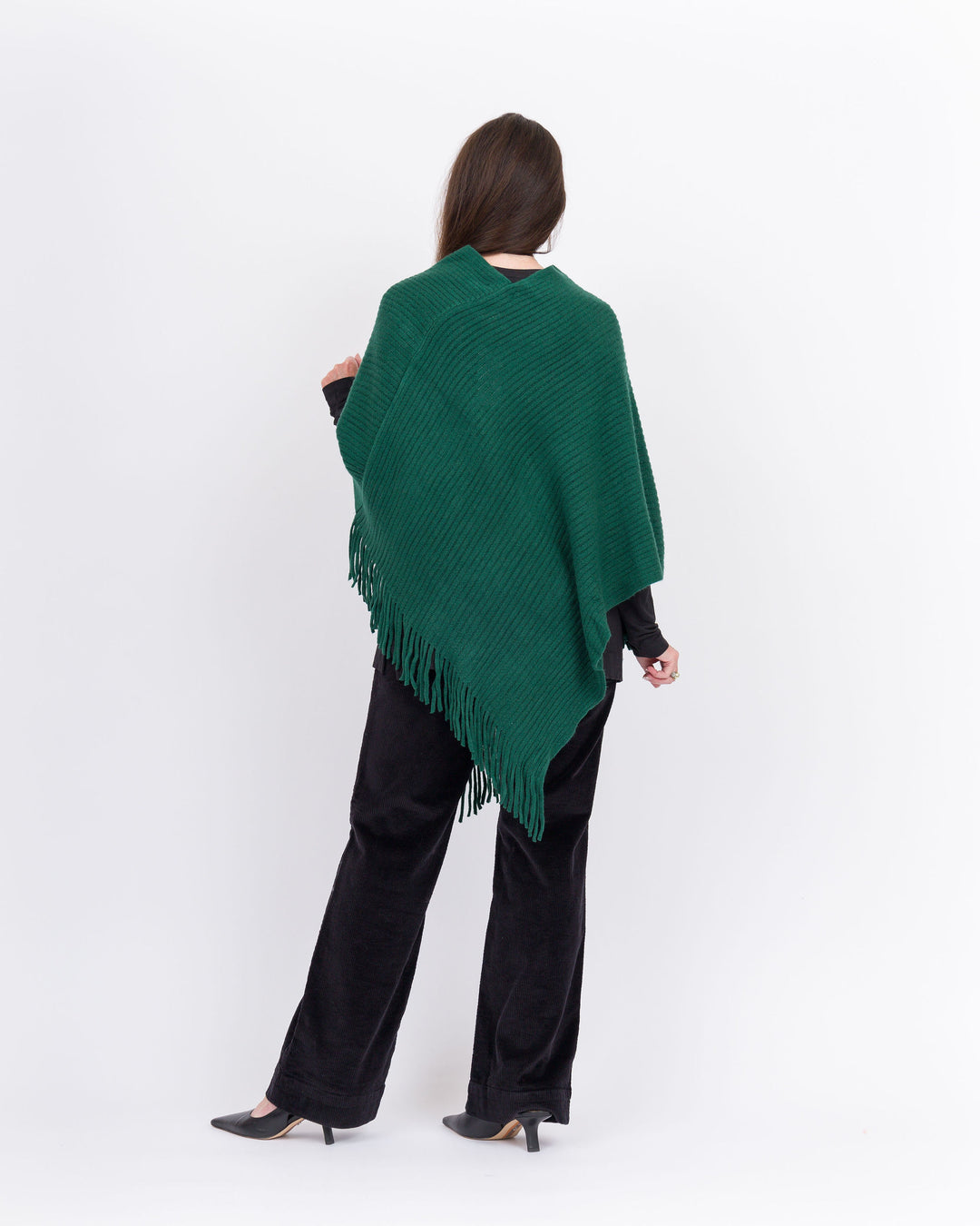 Knitted Poncho- Forest Green