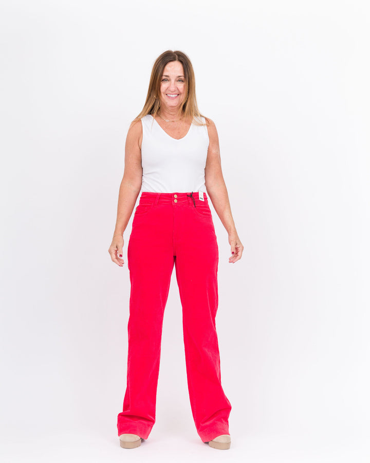 Judy Blue High Waist Wide Leg Pants- Ruby