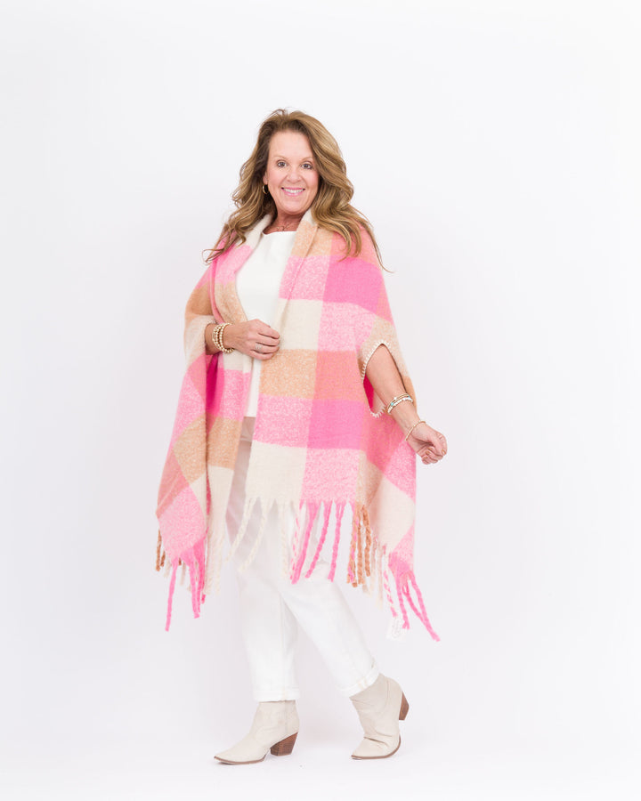 Mud Pie Bright Scarf Wrap - Pink