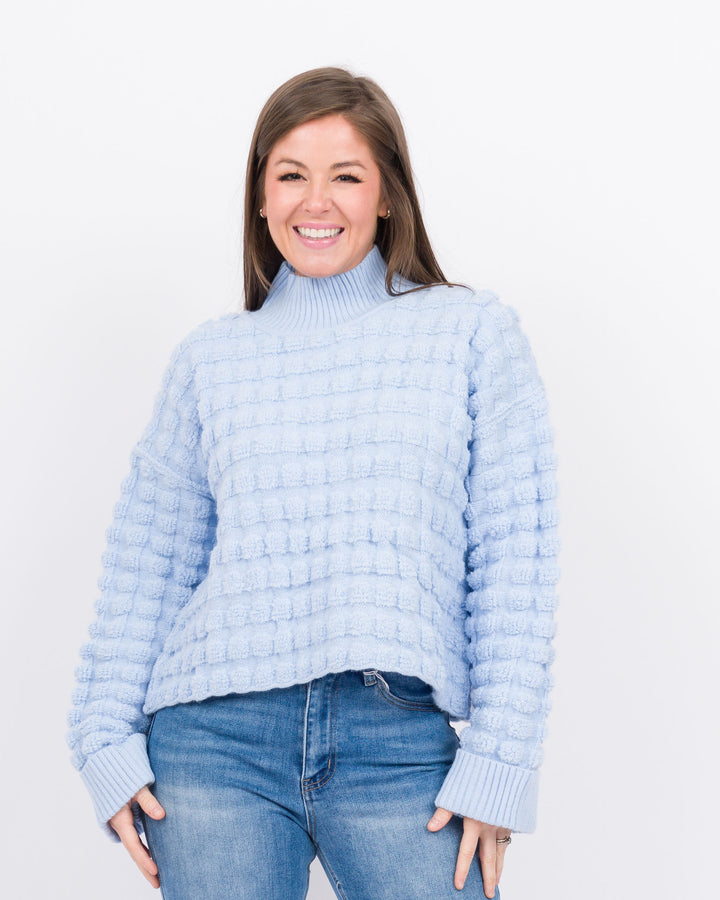 Carrington Turtleneck Sweater- Light Blue