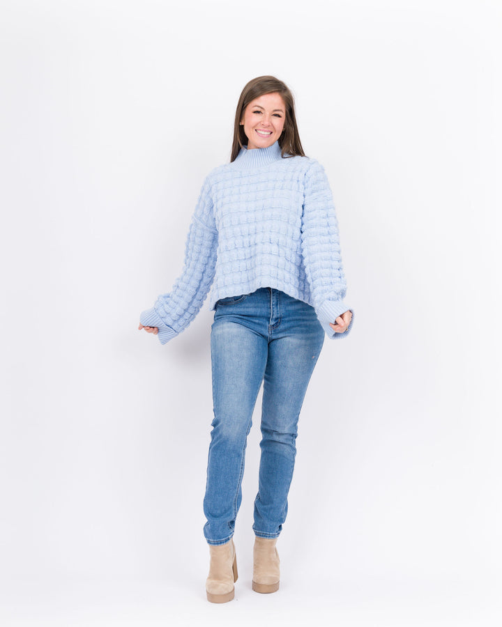 Carrington Turtleneck Sweater- Light Blue