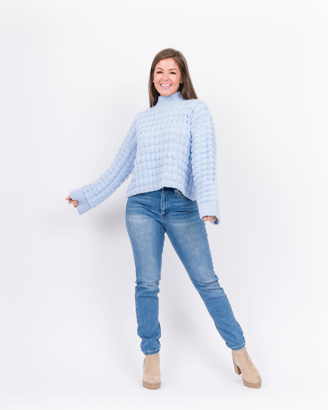 Carrington Turtleneck Sweater- Light Blue