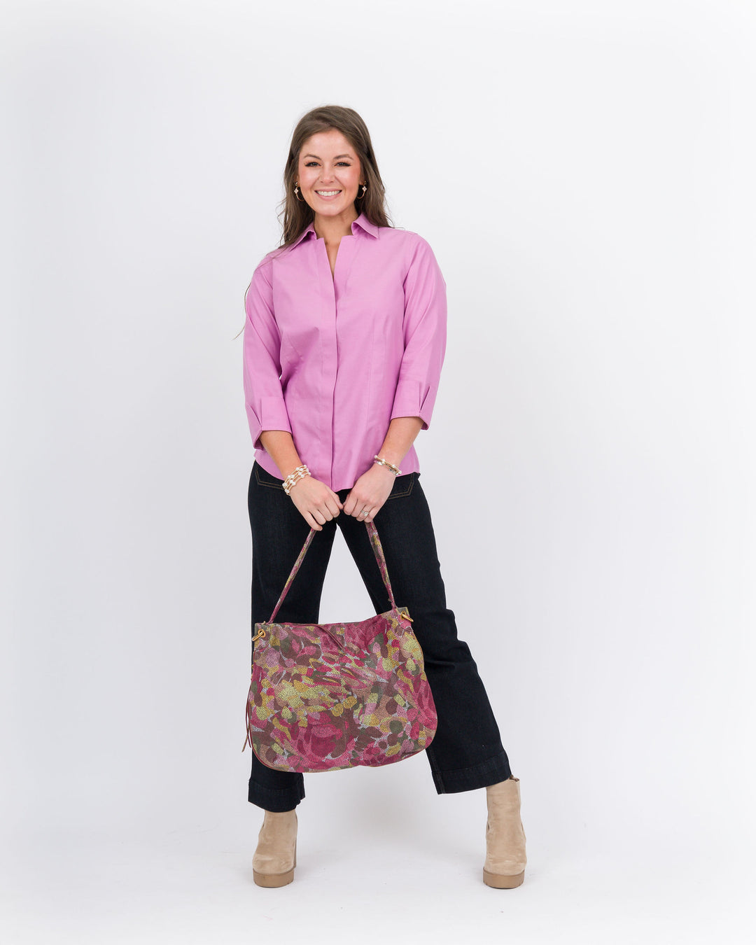 Foxcroft Taylor 3/4 Shirt Rose Quartz