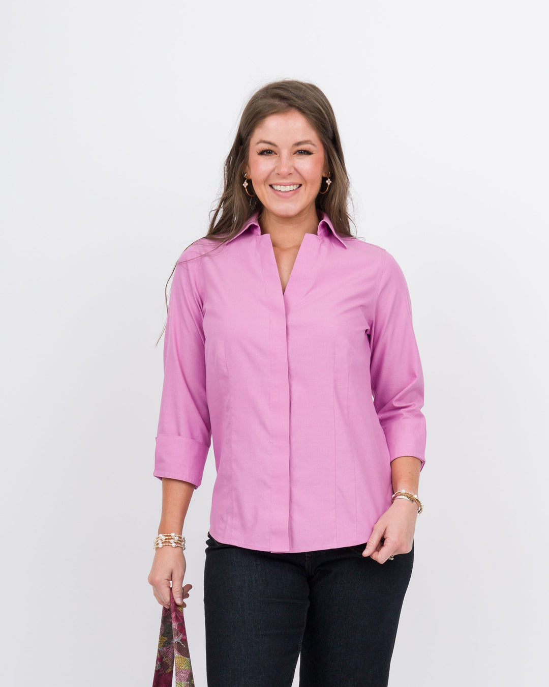 Foxcroft Taylor 3/4 Shirt Rose Quartz