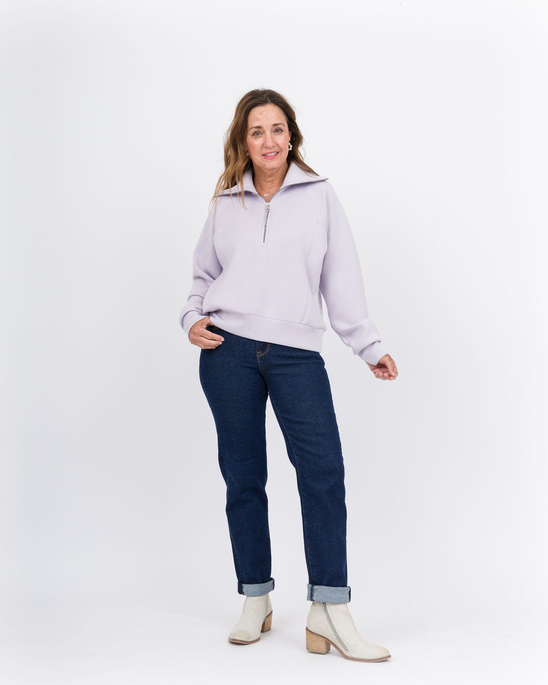 Spanx Air Essentials Half Zip-Violet Air-Final Sale