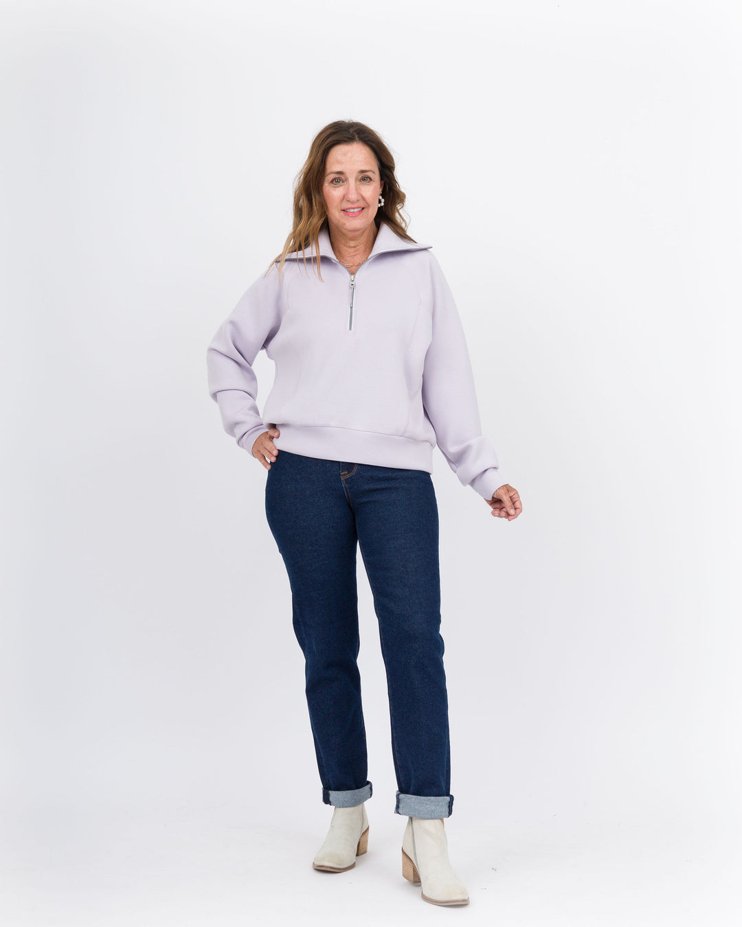 Spanx Air Essentials Half Zip-Violet Air-Final Sale