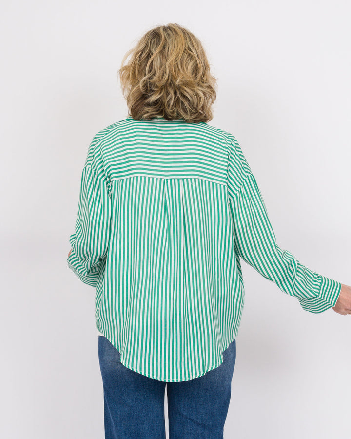 The Kathryn Shirt- Green Stripe