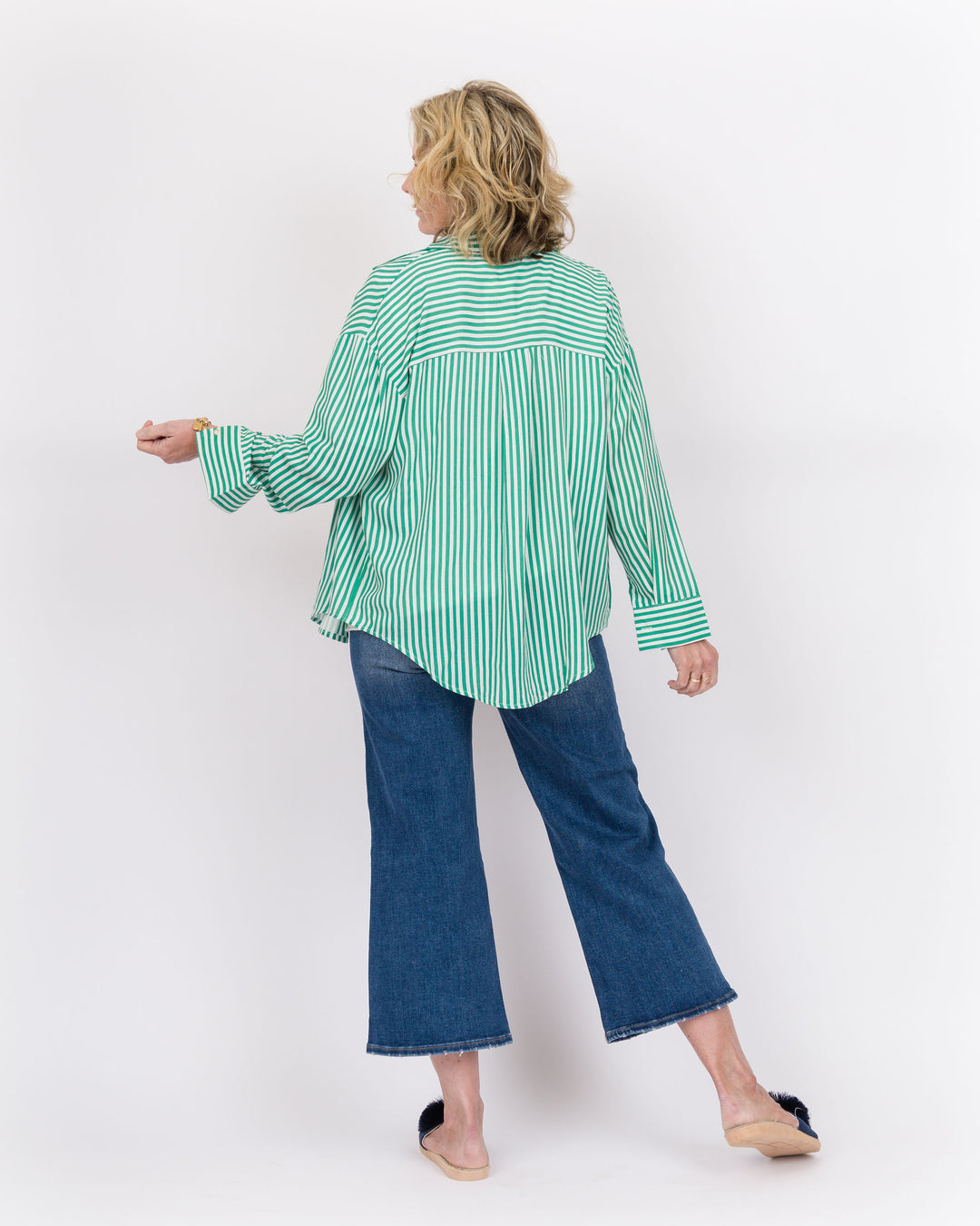 The Kathryn Shirt- Green Stripe