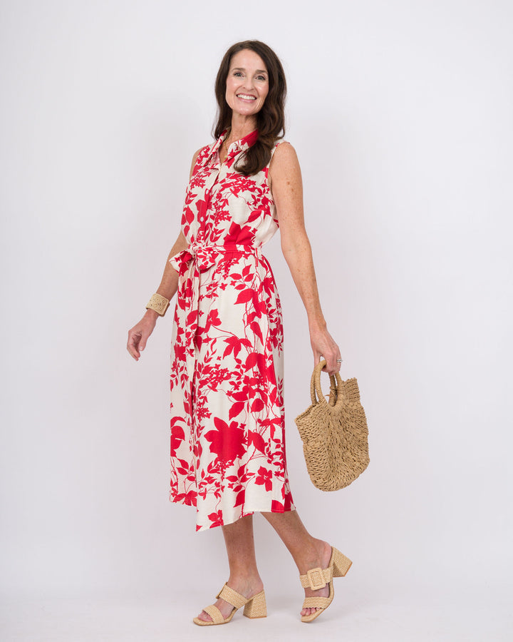 Francesa Floral Print Dress Red